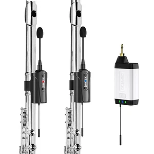 Dual UHF Flute Wireless Instrument Microphone Wireless Tie-on Mics for PA, Mixer - Picture 1 of 6