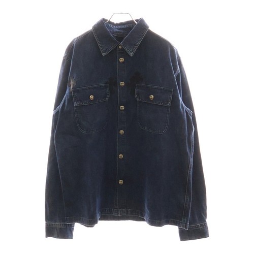 Giacca denim cane da lavoro CHROME HEARTS con toppa incrociata indaco usata aab6479f62cd7c8