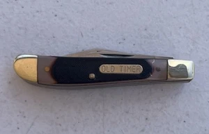 Vintage Schrade Old Timer 720T 2-Blade Folding Pocket Knife BRASS End Caps EDC - Picture 1 of 15