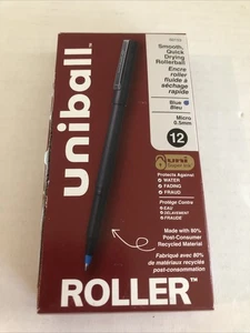Bolígrafos uniball Roller, punta micro 0,5 mm, azul, paquete de 12 - Imagen 1 de 3