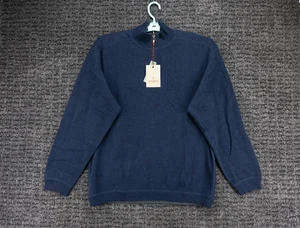 Tommy Bahama Sweater Mens Medium Blue On The Flip Side 1/4 Zip Knit Pullover NWT - Picture 1 of 14