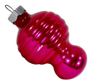 Shiny Brite Christmas Ornament Pacifier Shape Hot Pink Ribbed MCM Vintage #1303 - Picture 1 of 8