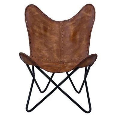 Tímido Tímido Marrón Vintage Cuero Brazo Silla Plegable/Cuero Antiguo Genuino... Foto 1 de 4