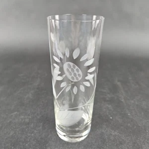 Klare Vase/ Longdrink geätztes Sonnenblumenglas Zylinder Design - Bild 1 von 8