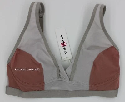 NWT Cosabella MIXMS1302 "Mixed Mesh" Soft Cup Triangle Bralette, Gray / Pink,  S - Image 1 of 4