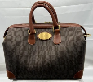 Spina di pesce compagnia bagagli francese vintage. pelle e tweed. ottime condizioni - Foto 1 di 12