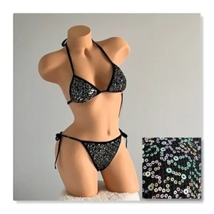 Bikini de malla con lentejuelas No Boundaries talla S nuevo con etiquetas - Imagen 1 de 14