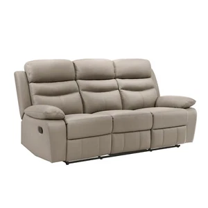 TAN LATTE TOP GRAIN LEATHER MATCH RECLINING SOFA COUCH LIVING ROOM FURNITURE - Picture 1 of 8
