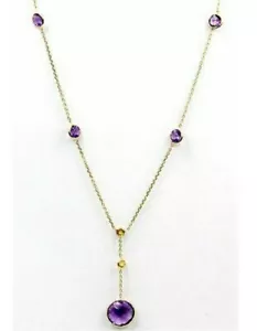 14k Yellow Gold Necklace With Multi Color Stones 18 inches  - Picture 1 of 2
