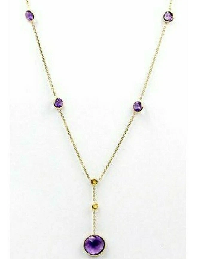 Collar de oro amarillo de 14k con piedras multicolores de 18 pulgadas  Foto 1 de 2