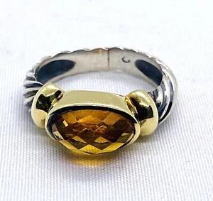 Anillo David Yurman Oro Amarillo 14K Plata Esterlina Citrino Cable Forma Rara Talla 5 - Imagen 1 de 10