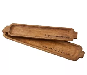 Mud Pie Nested Wooden Tray Set, Small 3 3/4"x 16 3/4" Large 4 1/2" x 19 1/2" - Picture 1 of 6