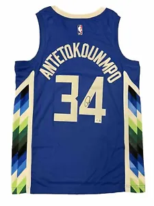 GIANNIS ANTETOKOUNMPO SIGNED MILWAUKEE BUCKS NIKE 22/23 CITY EDITION JERSEY BAS - Picture 1 of 4