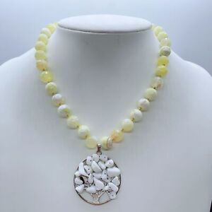 3pcs 10mm Yellow Froest Agate Bead Tree of life Pendant Necklace Reiki Healing
