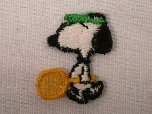2 Snoopy Tennis Racket Embroidered Sew On Patches - Picture 1 of 1