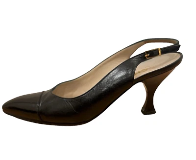 正品 香奈儿女式黑色露跟高跟鞋凉鞋 38 码,美国 8 码 — 第 1/4 张图片