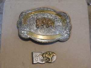 Vintage Cowboy  Belt Buckle by TexTan Mexico + Montana Silversmith Money Clip - Picture 1 of 4