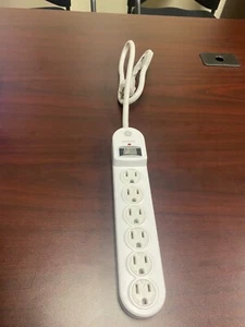GE 6-Outlet Power Strip, 3 Ft Extension Cord, Twist-to-Lock Safety Covers - Picture 1 of 1