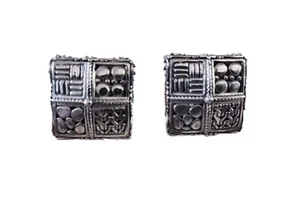 Orecchini Postali Argento Sterling Sarda 20mm x 20mm In Scatola Artigiani Bali Leverback 925 - Foto 1 di 7