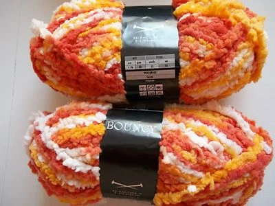 Premier Bouncy fleece/chenille yarn, yellow/brown/white, lot of 2 (55 yds each) - Image 1 of 2