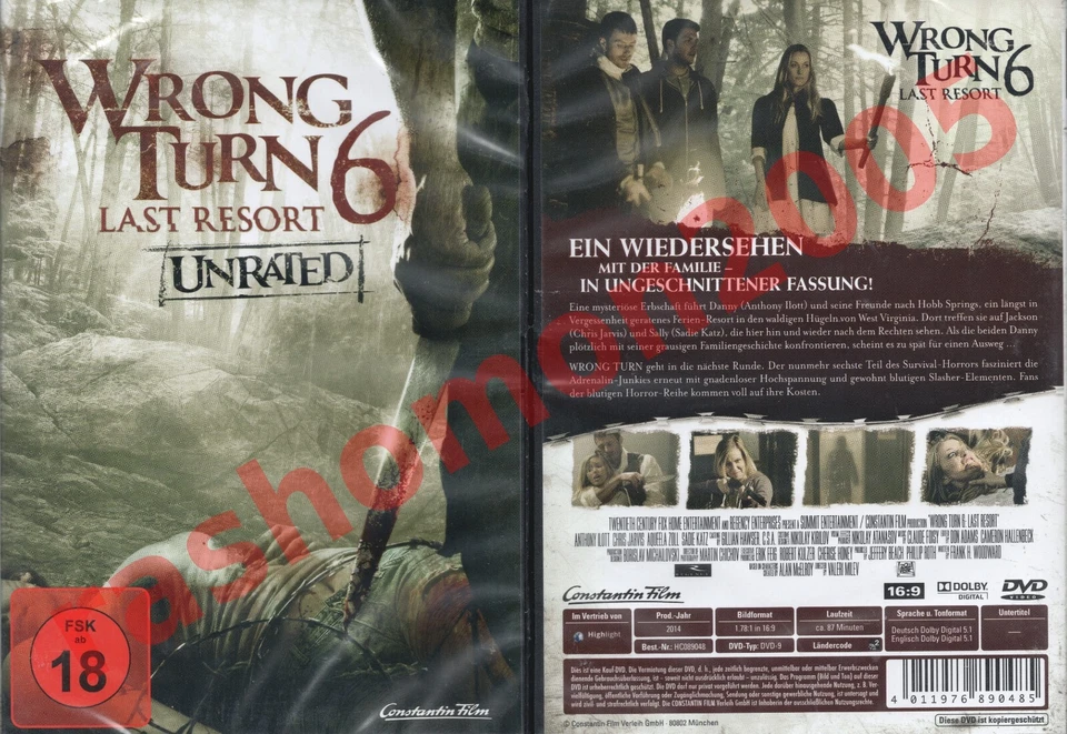 DVD WRONG TURN 6 LAST RESORT UNRATED Chris Jarvis Roxanne Pallett Region 2 NEW - Image 1 of 1