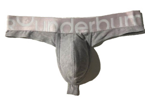 ROUNDERBUM Mens Grey Bulge Package Thong String Bikini Brief Underwear sz XL