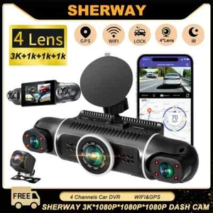 Dash Cam 4 Canali 1080P GPS WiFi 24h Parcheggio Auto DVR Registratore Video Posteriore - Foto 1 di 8