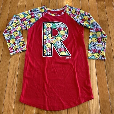 Camisa de dormir Justice Christmas emoji letra inicial “R” camisón niña talla 6/7 Foto 1 de 4