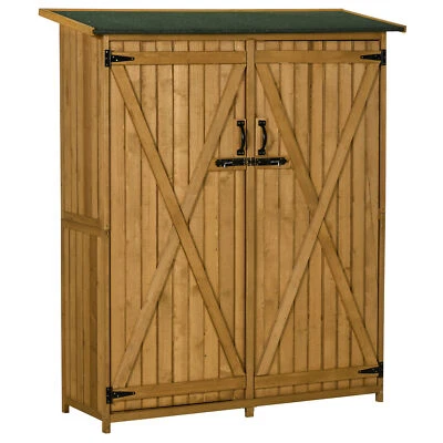 Outdoor Storage Cabinet Wooden Garden Shed Utility Tool Organizer for Backyard - Image 1 of 4