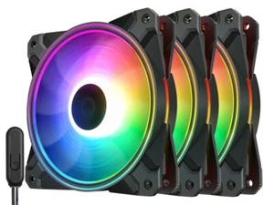 DEEPCOOL CF 120 PLUS (3 in 1) Addressable RGB Halo Ring PWM Fan - with Wired ARG - Picture 1 of 6