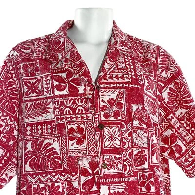 Camisa Hawaiana Royal Creations 3XL Estampado Reverso Rojo Blanco Floral Tribal Foto 1 de 4