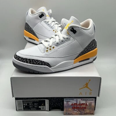 Talla 8.5w - Jordan 3 Retro Láser Naranja 2020 Nuevo Og Todo Negro Amarillo Foto 1 de 4