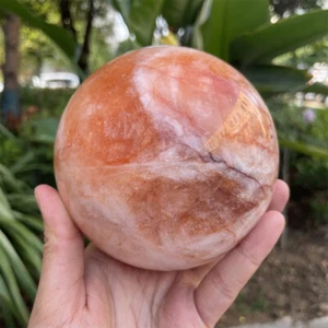 3.5LB 4" Red Fire Quartz Sphere Crystal Ball Healing Mineral Reiki Energy C1 - Foto 1 di 13
