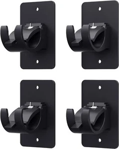 4 Pieces Self Adhesive Curtain Rod Bracket, 4 Pcs Black, 4 Black - Picture 1 of 7