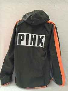 VICTORIA'S SECRET PINK ANORAK ZIP HOODIE,OLIVE/MARL GREY/ORANGE XS/ SM - Bild 1 von 2