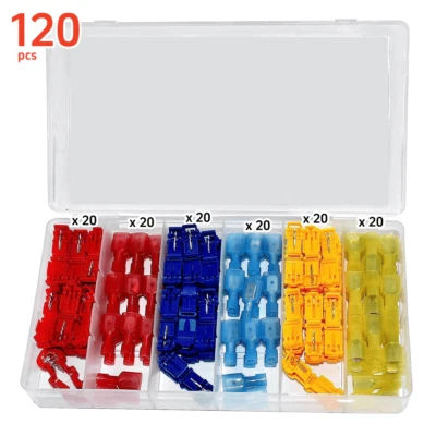120pcs T-Tap/Male Female Insulated Wire Quick Splice Terminal Connectors Set Kit - Image 1 of 4