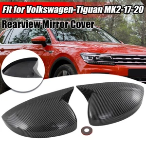 Left &Right RearView Mirror Cover For Volkswagen Tiguan 2018 - 2022 Carbon Fiber - Picture 1 of 12
