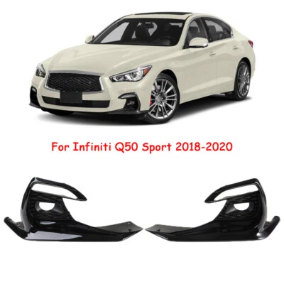 Fog Light Lamp Upgrade Black Cover Grille Bezel For Infiniti Q50 Sport 2018-2020 Foto 1 de 4