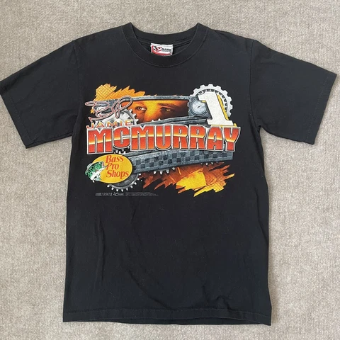 Nascar Shirt Mens Small Black Jamie McMurray Bass Pro Shops Chase Authentic Tag Cover