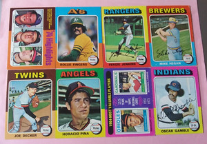 25-Card Lot 1975 Topps Baseball (Cleveland Team/Gaylord Perry/Nolan Ryan)