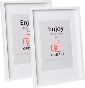 Amazon Basics A3 White Picture Frames With Mount Set Of 2 MDF Photo Box Design - Picture 1 of 7