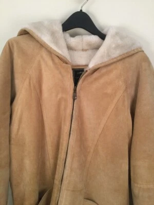 Express Womens Suede Small Beige Winter Coat - Image 1 of 4