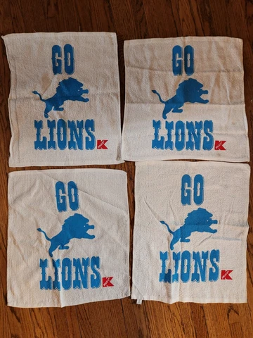 Vintage SGA Detroit Lions Game Day Rally Towel Kmart Sponsor "Go Lions" lot of 4 Cover