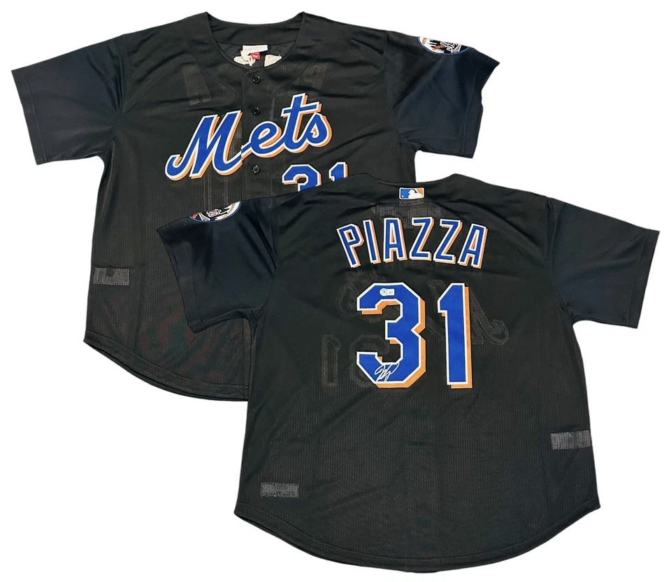 Mike Piazza Signed New York Mets Jersey Mitchell & Ness Cooperstown +Beckett COA - Image 1 of 4