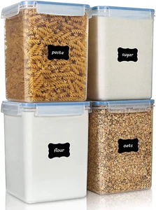 4 Pcs Large Airtight Food Storage Containers 5.2L/176Oz, BPA Free, 24 Labels - Picture 1 of 12