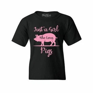 Just A Girl Who Loves Pigs Youth's T-Shirt Pig Lover Pig Mom Farmer Shirts - Picture 1 of 6