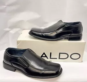 Aldo Diricus-97 Mens Size US 7 Dress Shoes Black Leather Slip-On Oxford Business - Picture 1 of 12