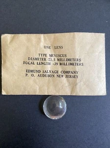 OPTISCHE MENISKUS POSITIVE LINSE 23,5mm DURCHMESSER FL -39mm Edmund Salvage - Bild 1 von 2