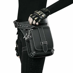 Steampunk Vintage Womens Waist Leg Hip Bag Bum Pack Rock Gothic Punk Leather Bag - Picture 1 of 5