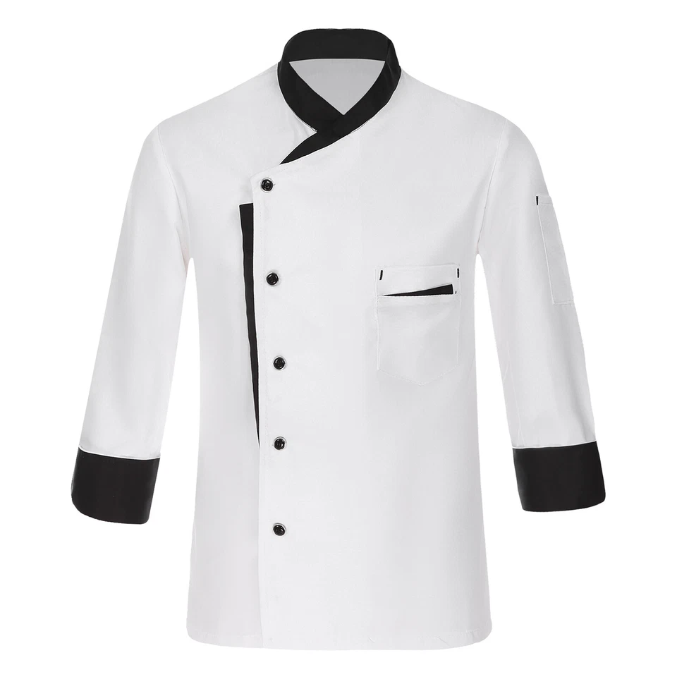 Men's Chef Coat Long Sleeve Chef Jacket Double Breasted Kitchen Cook Top Uniform - Image 1 of 1